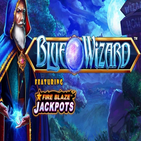 Blue Wizard Fire Blaze Jackpots slot icon by Rarestone Gaming, available at Realz Casino